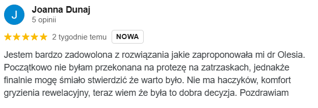 Opinia google Allecoudent - Protetyka