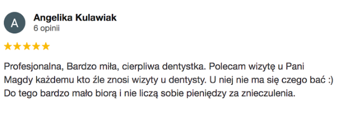 Opinia google Allecoudent - Profilaktyka i periodontologia