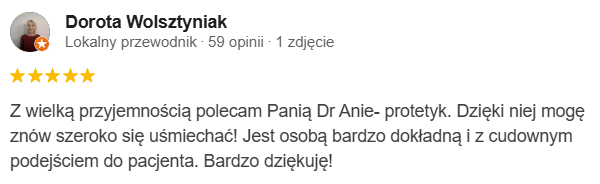 Opinia google Allecoudent - Protetyka
