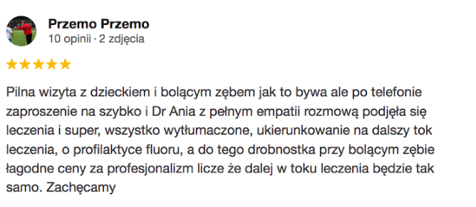 Opinia google Allecoudent - Stomatologia Dziecięca