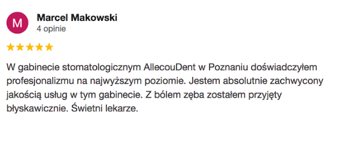 Opinia google Allecoudent - Znieczulenie Komputerowe